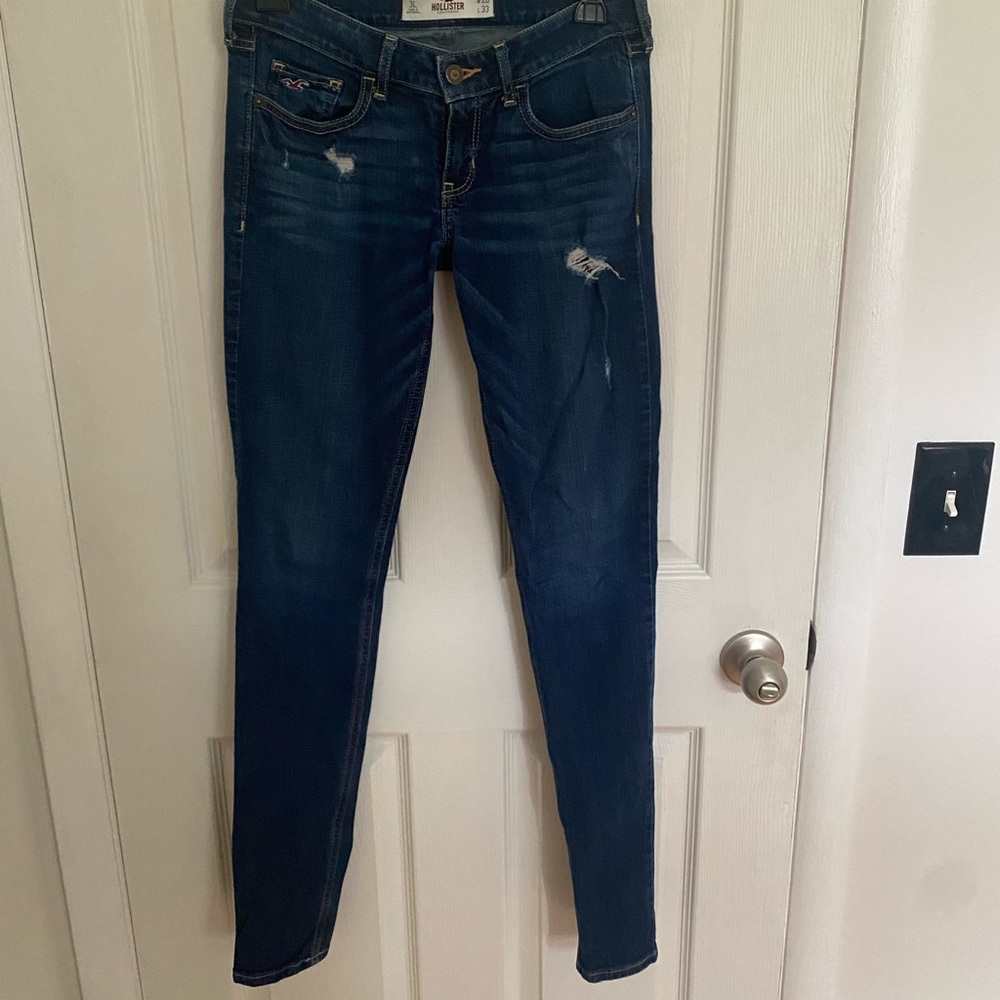 Low rise dark denim straight jeans